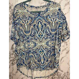Lane Bryant Womens Blue Paisley Print Top Size 14/16 Rayon & Spandex Blend
